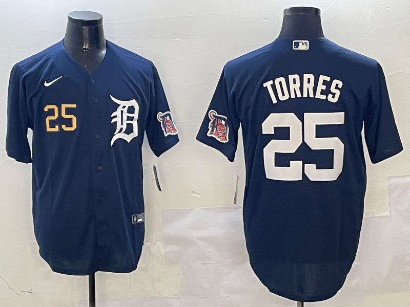 Men Detroit Tigers #25 Torres Drak Blue Game 2025 Nike MLB Jersey style 3129